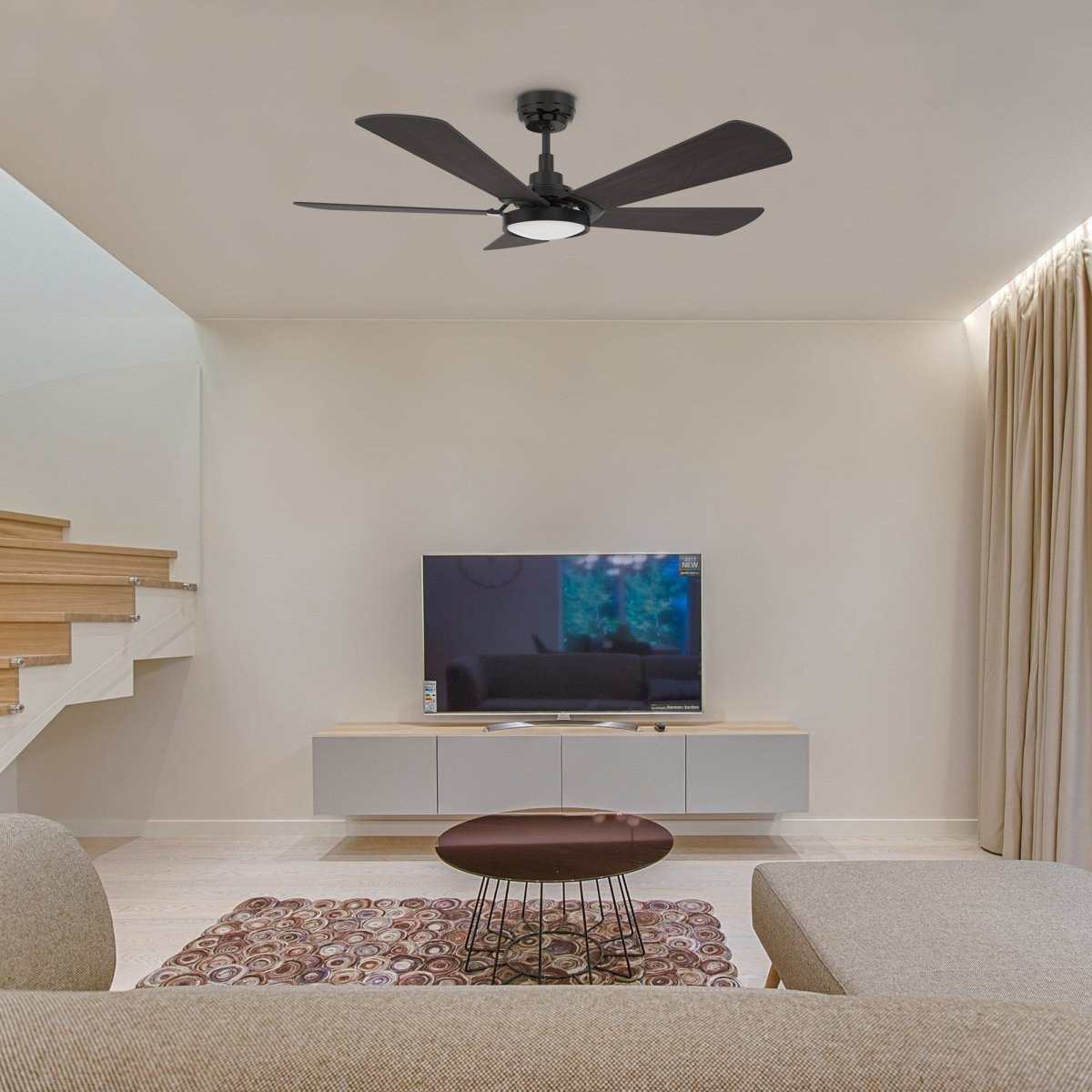 BRISA 52 inch 5 - Blade Smart Ceiling Fan with LED Light & Remote - LEDMyPlace
