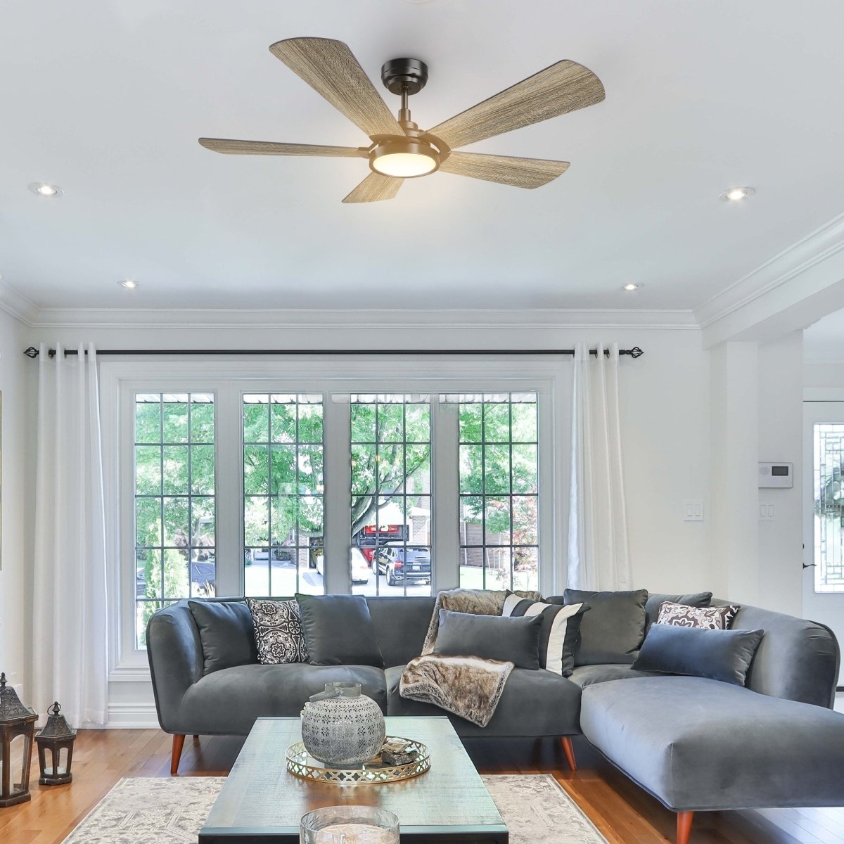 BRISA 52 inch 5 - Blade Smart Ceiling Fan with LED Light & Remote - LEDMyPlace