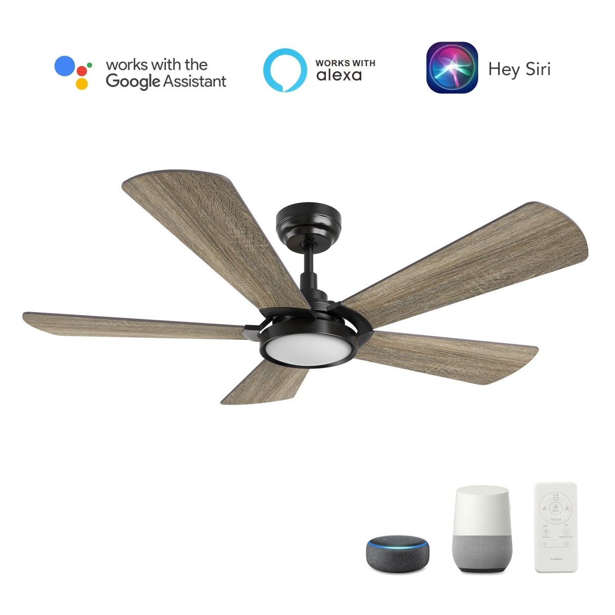 BRISA 52 inch 5 - Blade Smart Ceiling Fan with LED Light & Remote - LEDMyPlace