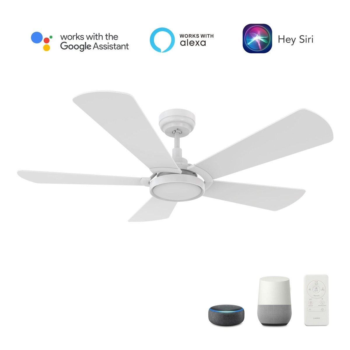 BRISA 52 inch 5 - Blade Smart Ceiling Fan with LED Light & Remote - LEDMyPlace