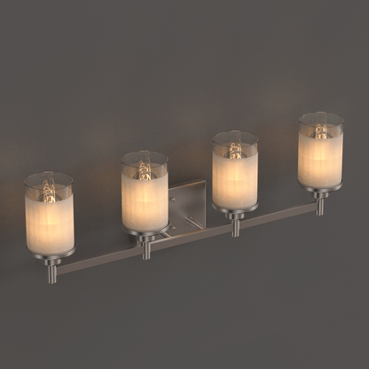 Cylinder Shape Bathroom Light Fixtures with Frosted Glass Shades, 2 - Light/3 - Light/4 - Light, Wall Mount, Vanity Lighting - LEDMyPlace