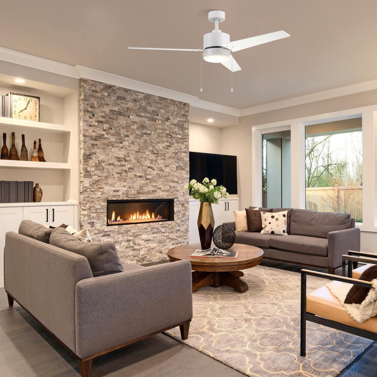 EMPIRE 52 inch 3 - Blade Ceiling Fan with LED Light & Pull Chain - LEDMyPlace