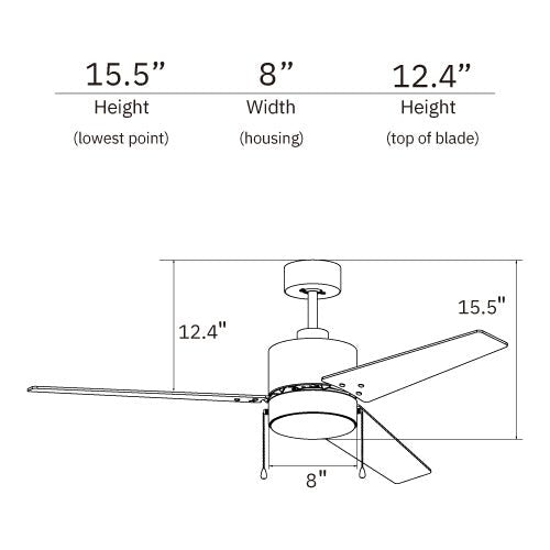 EMPIRE 52 inch 3 - Blade Ceiling Fan with LED Light & Pull Chain - LEDMyPlace