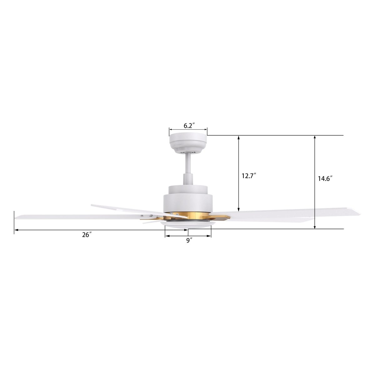 ESPEAR 52 inch 5 - Blade Smart Ceiling Fan with LED Light & Remote - LEDMyPlace