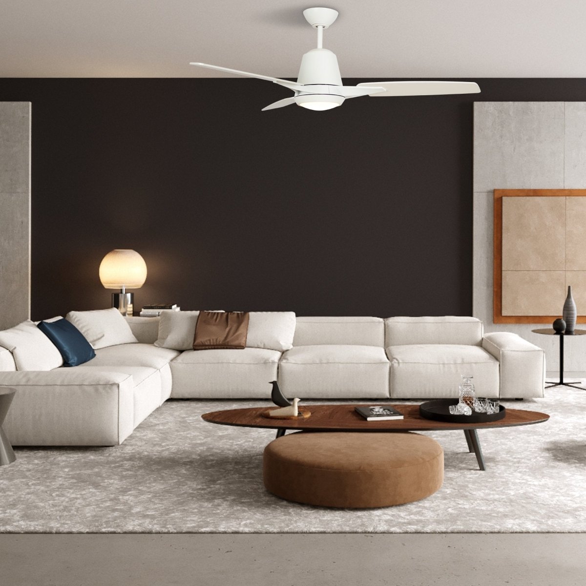 Exton 52'' Best Smart Ceiling Fan with wall control, Light Kit Included, Works with Google Assistant and Amazon Alexa,Siri Shortcut - LEDMyPlace