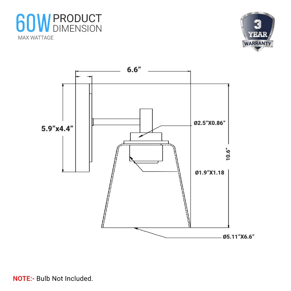 Flared Shape Bathroom Light Fixtures with Clear Glass Shade, E26 Base, UL Listed for Damp Location, Wall Mount, Bathroom Vanity Lighting - LEDMyPlace