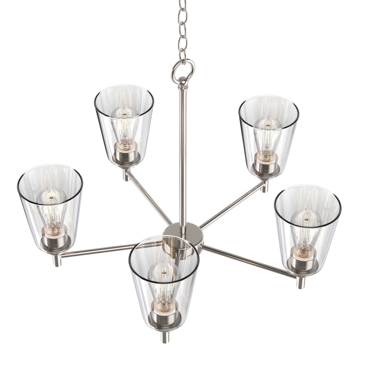 Flared Shape Chandelier Lighting Fixture with Clear Glass Shades, E26 Base, UL Listed for Damp Location, 3 Years Warranty - LEDMyPlace