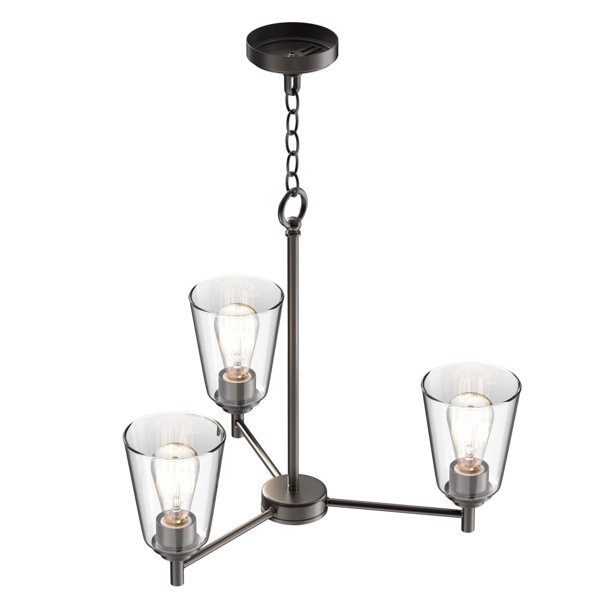 Flared Shape Chandelier Lighting Fixture with Clear Glass Shades, E26 Base, UL Listed for Damp Location, 3 Years Warranty - LEDMyPlace