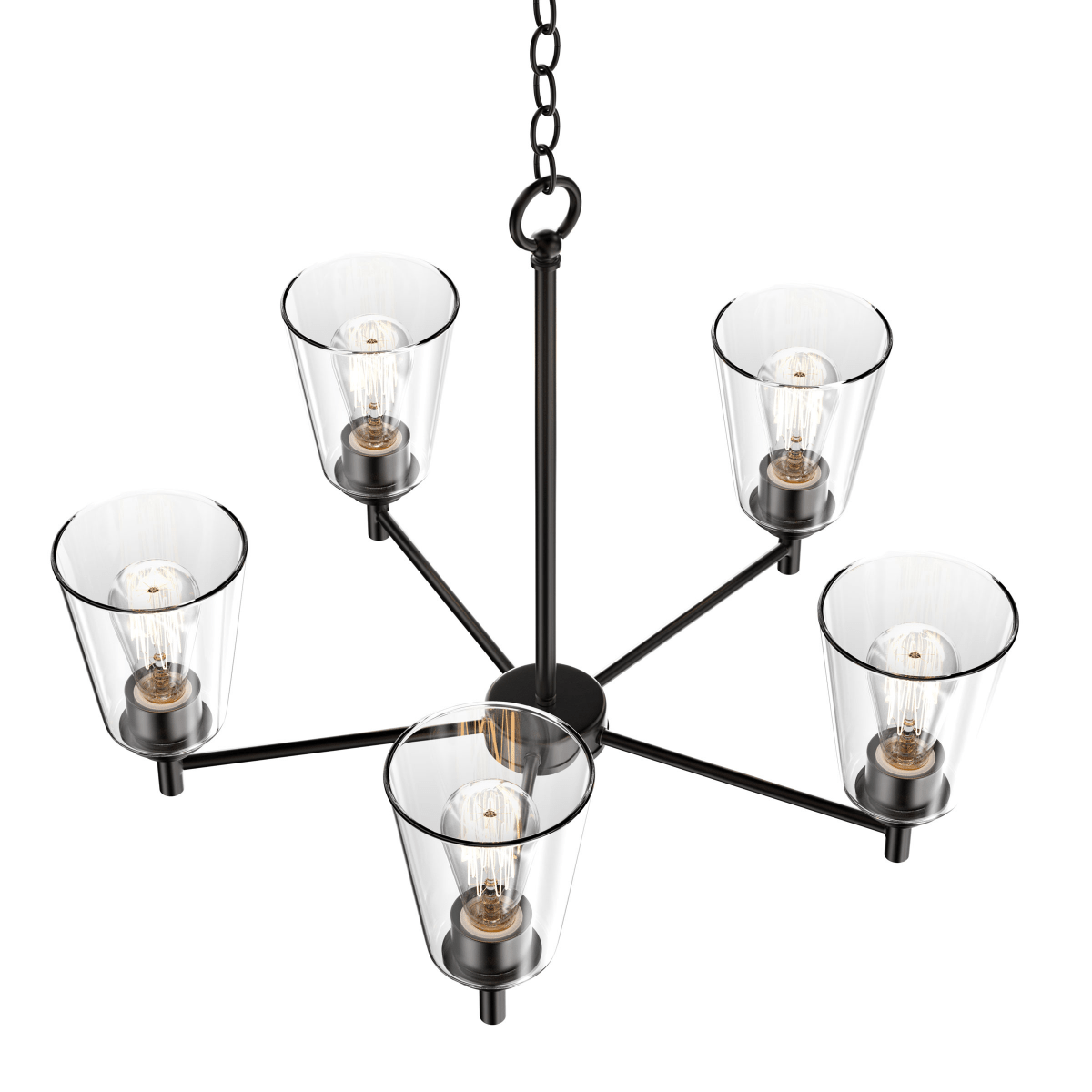 Flared Shape Chandelier Lighting Fixture with Clear Glass Shades, E26 Base, UL Listed for Damp Location, 3 Years Warranty - LEDMyPlace