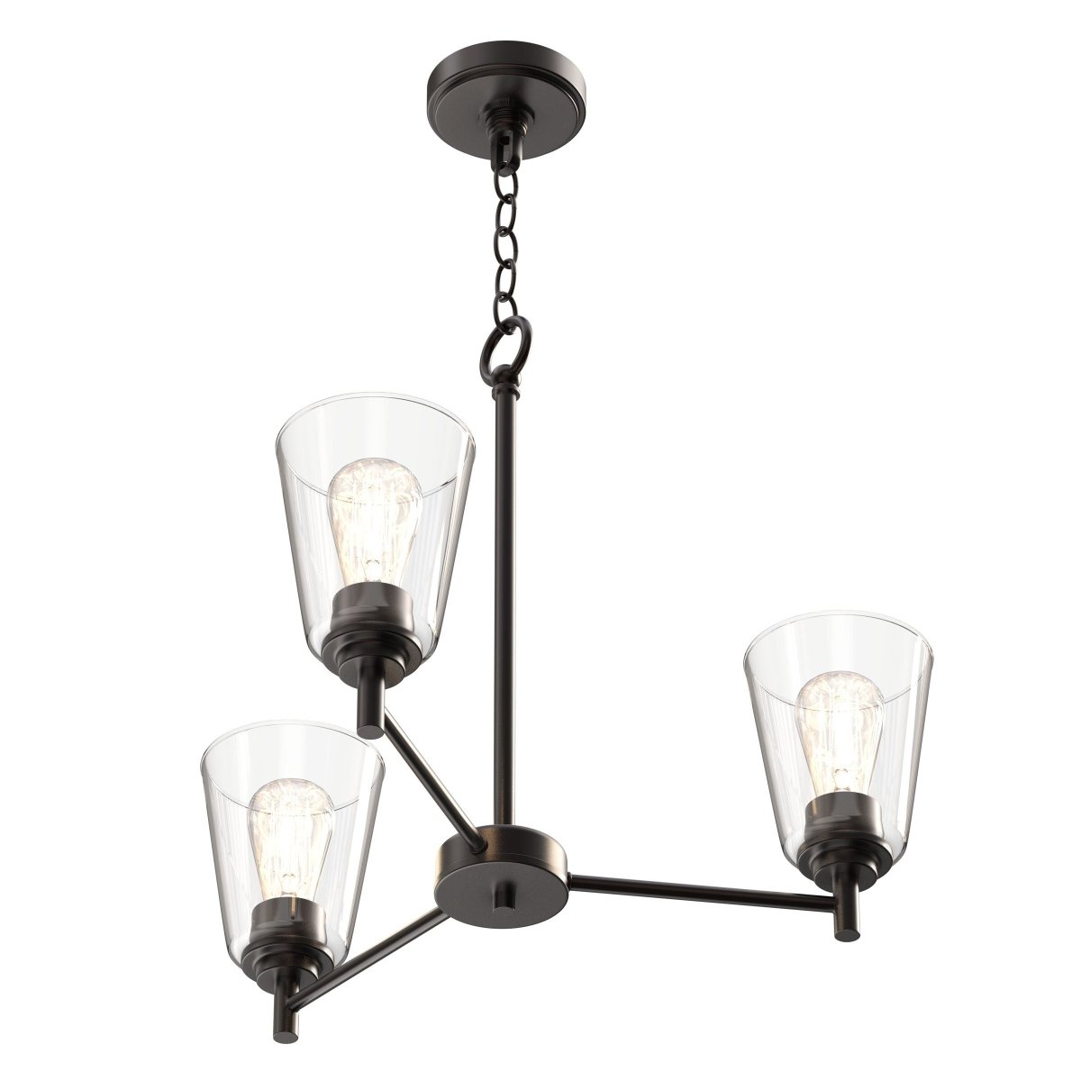 Flared Shape Chandelier Lighting Fixture with Clear Glass Shades, E26 Base, UL Listed for Damp Location, 3 Years Warranty - LEDMyPlace