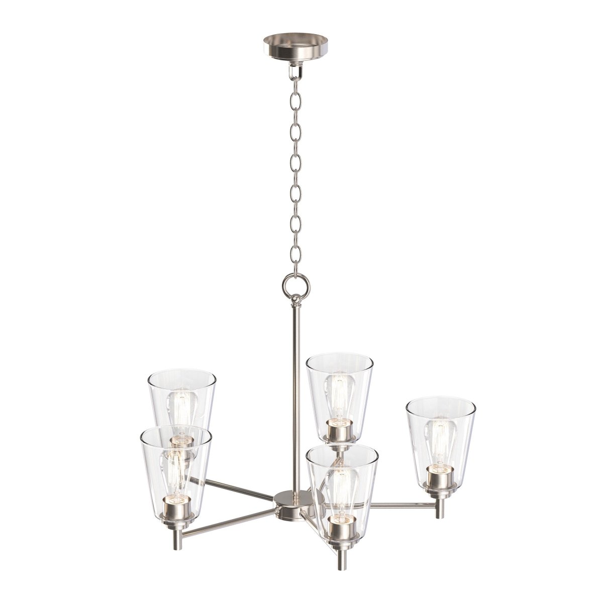 Flared Shape Chandelier Lighting Fixture with Clear Glass Shades, E26 Base, UL Listed for Damp Location, 3 Years Warranty - LEDMyPlace