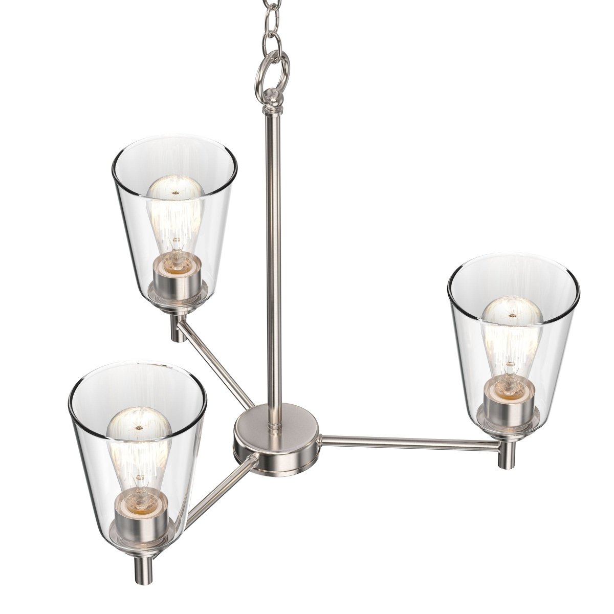 Flared Shape Chandelier Lighting Fixture with Clear Glass Shades, E26 Base, UL Listed for Damp Location, 3 Years Warranty - LEDMyPlace