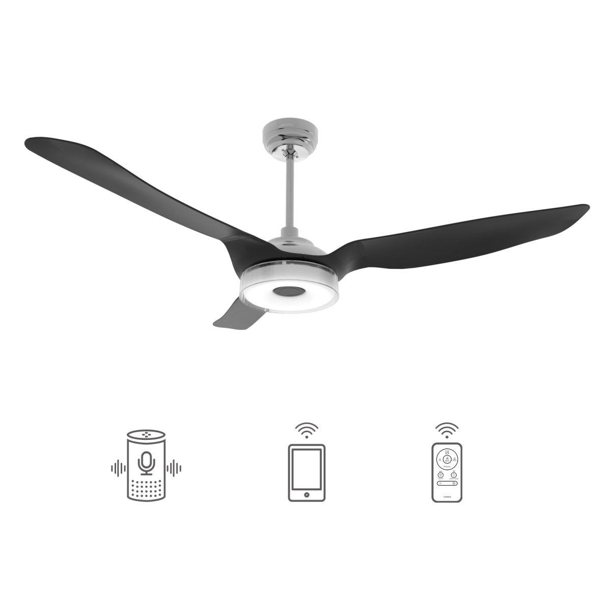 FLETCHER 56 inch 3 - Blade Smart Ceiling Fan with Remote& LED Light - LEDMyPlace