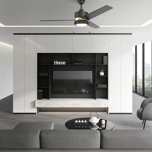 FLINT 52 inch 3 - Blade Ceiling Fan with LED Light and Pull Chain - LEDMyPlace