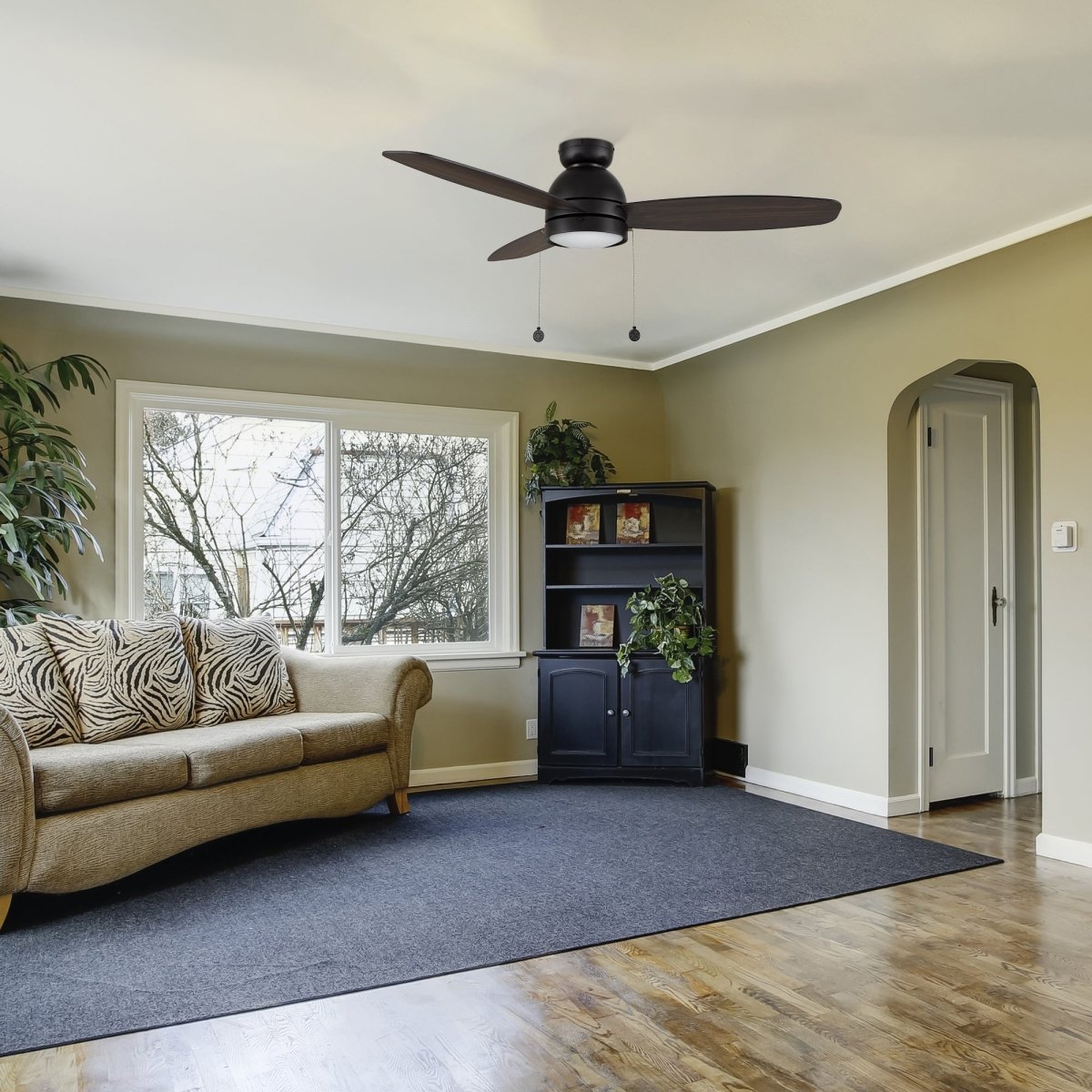 GREENWOOD 52 Inch 3 blade flush mount ceiling fan with led light pull chain - LEDMyPlace