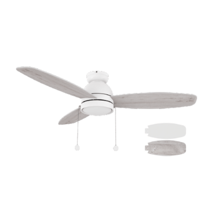 GREENWOOD 52 Inch 3 blade flush mount ceiling fan with led light pull chain - LEDMyPlace