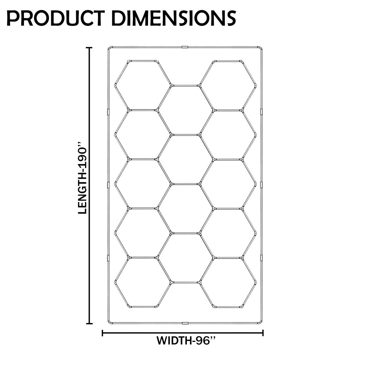 Hexagon LED Garage Lights with Rectangle Frame, 14 Hex Kit (57pcs), 6w/pc (Total Power 534W), 6500K, 120 - 130lm/w, AC100 - 277v,IP44, CRI:>80, For Garage, Shop, Gym, Basement, Barbershop, Warehouse - LEDMyPlace