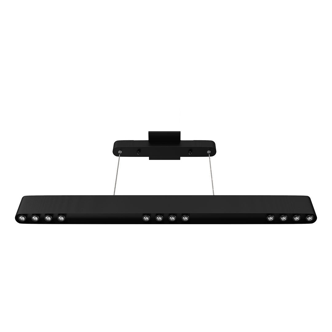 Integrated LED Linear Chandelier Light Fixture In Matte Black Body Fin