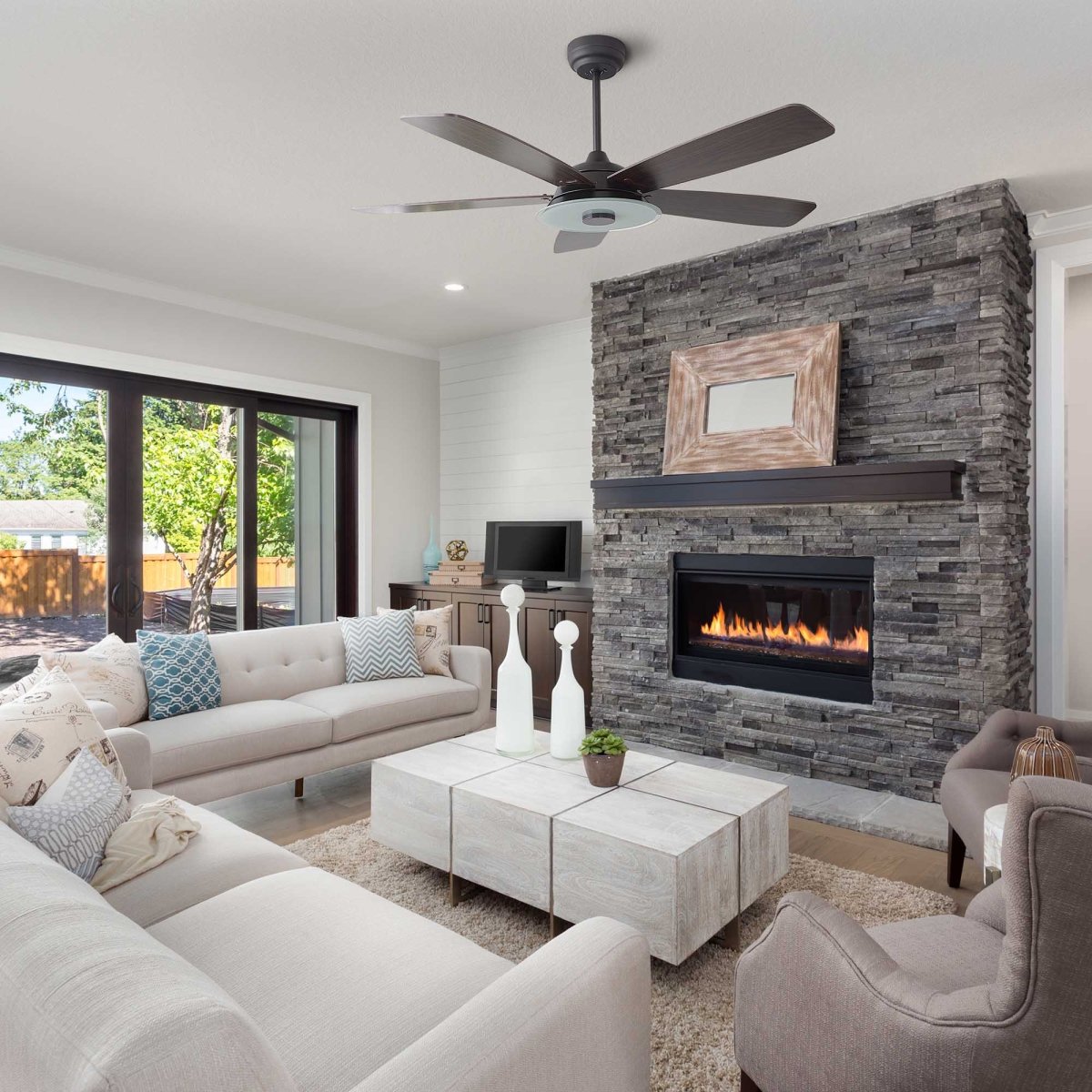 JOURNEY 52 inch 5 - Blade Smart Ceiling Fan with LED Light & Remote - LEDMyPlace