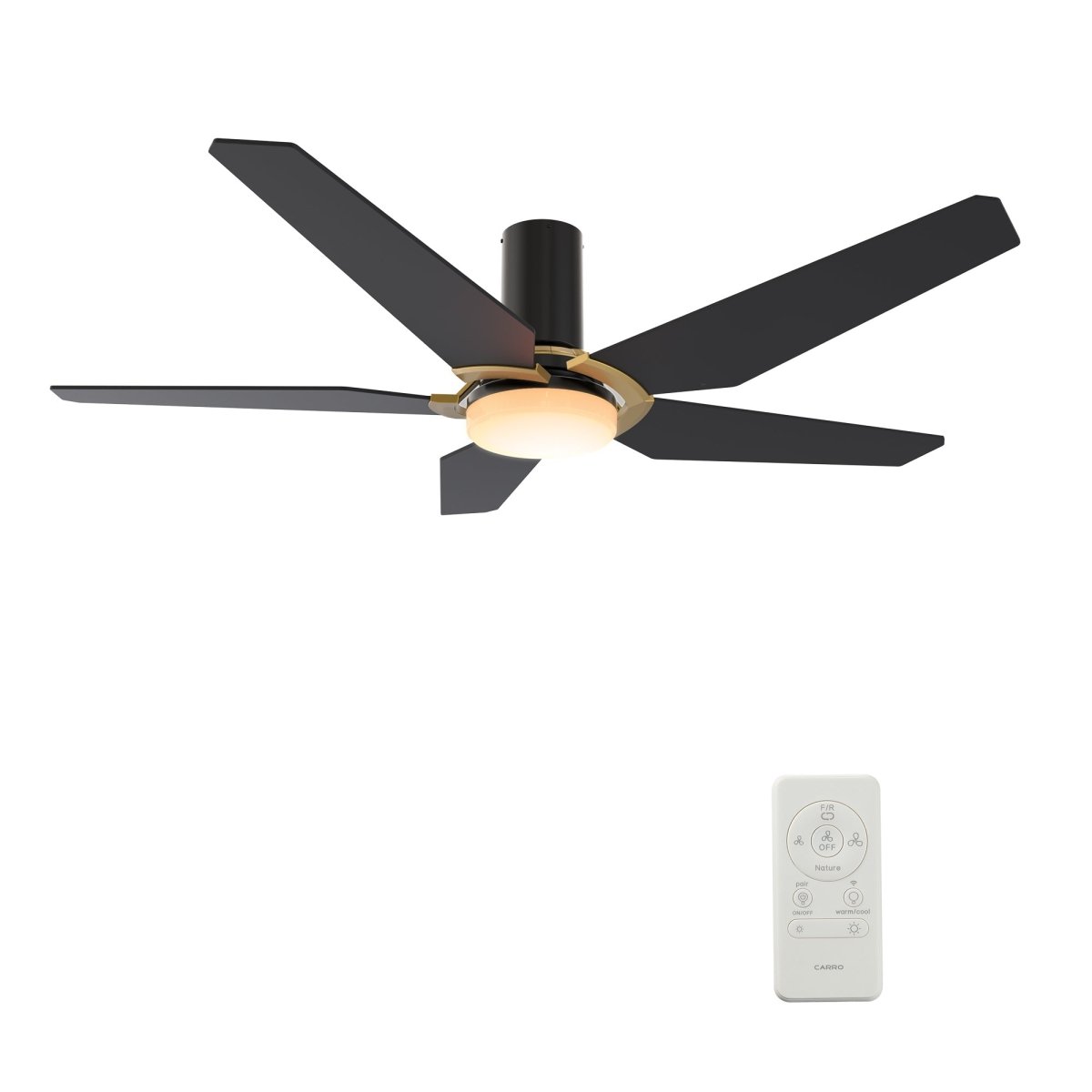 KAJ 48 inch 5 - Blade Flush Mount Smart Ceiling Fan with LED Light & Remote - LEDMyPlace