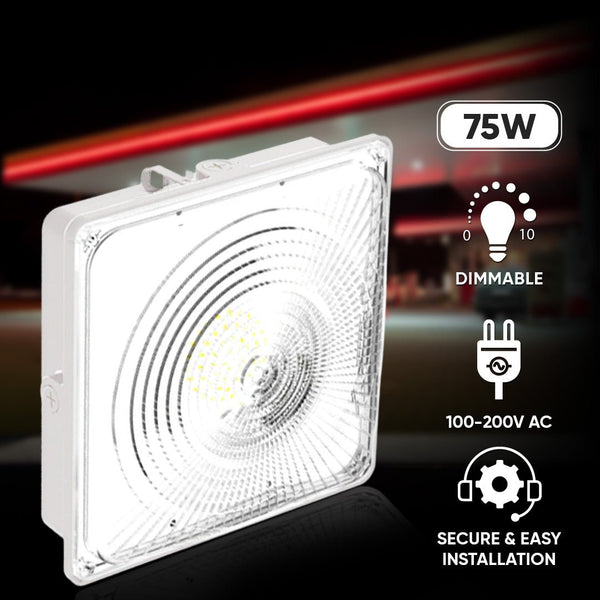 75W LED Canopy Light with 5700K, 9750LM, IP65, Surface/Pendant, White