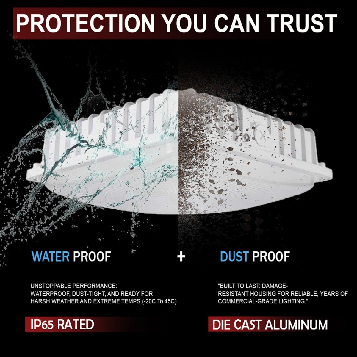 LED Canopy Light with 30W - 70W Selectable Wattage & 3000K - 5000K CCT– White - LEDMyPlace
