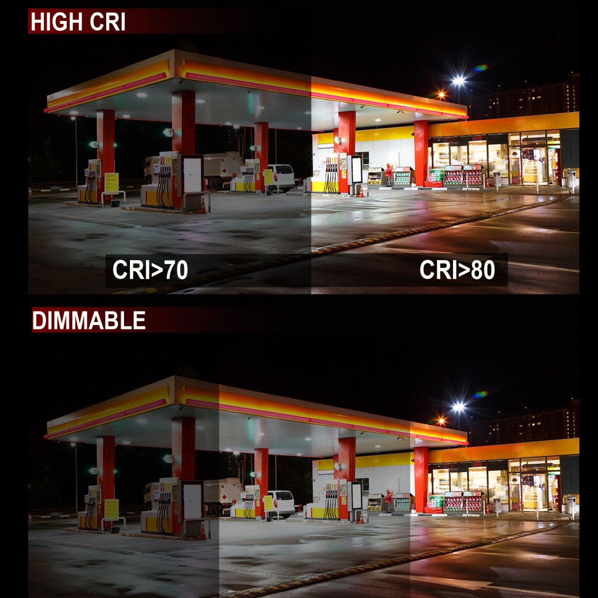 LED Canopy Light with 30W - 70W Selectable Wattage & 3000K - 5000K CCT– White - LEDMyPlace