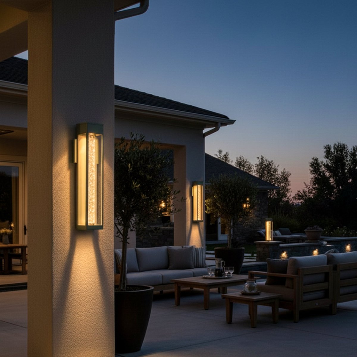 LED Crystal Bubble Glass Tube, 11W 3CCT, Modern Outdoor Wall Sconce - 4.72"L x 4.72"W x 21.65"H - LEDMyPlace