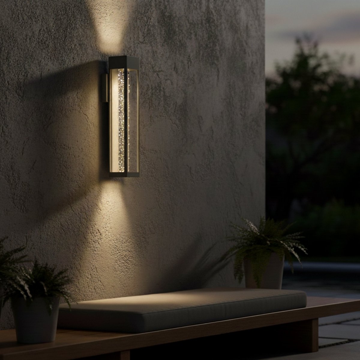 LED Crystal Bubble Glass Tube, 11W 3CCT, Modern Outdoor Wall Sconce - 4.72"L x 4.72"W x 21.65"H - LEDMyPlace