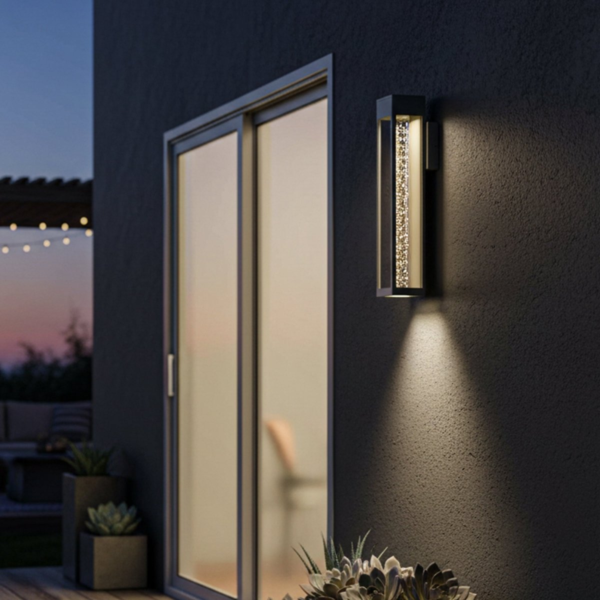 LED Crystal Bubble Glass Tube, 11W 3CCT, Modern Outdoor Wall Sconce - 4.72"L x 4.72"W x 21.65"H - LEDMyPlace