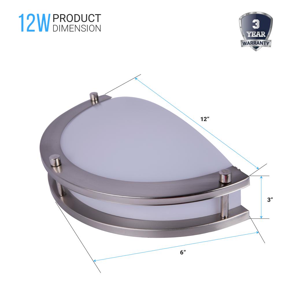 LED Half Moon Wall Sconce Light 12W 750 Lumens Brushed Nickel Finish