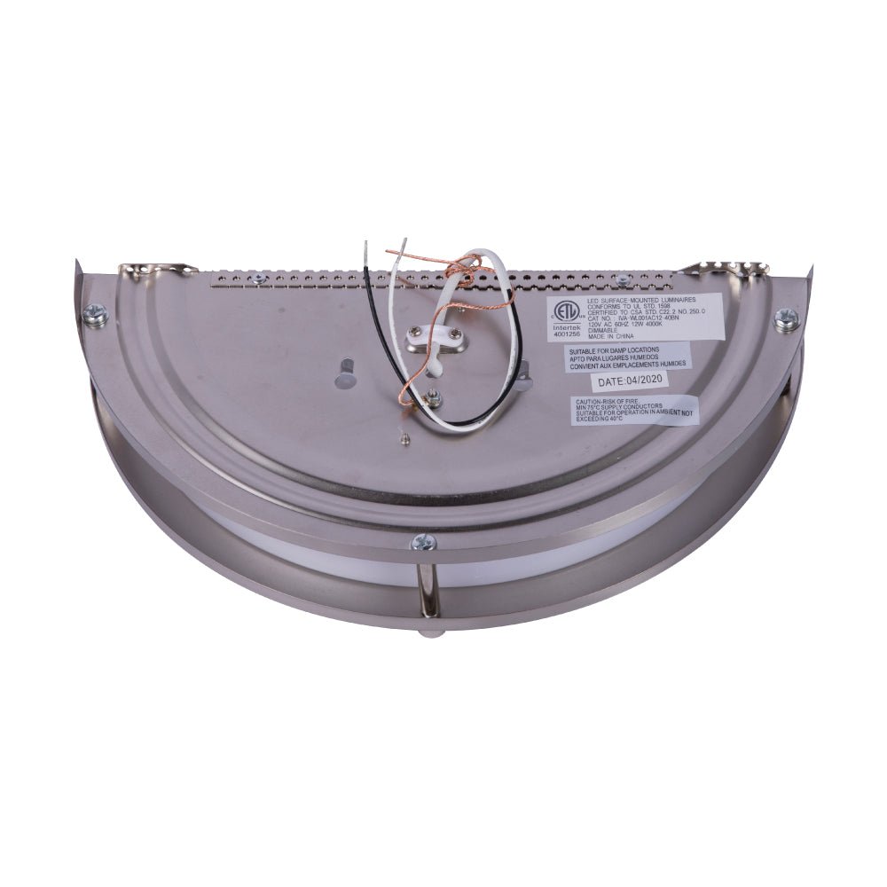 LED Half-Moon Wall Sconce Light 12W, 750 Lumens, Brushed Nickel Finish