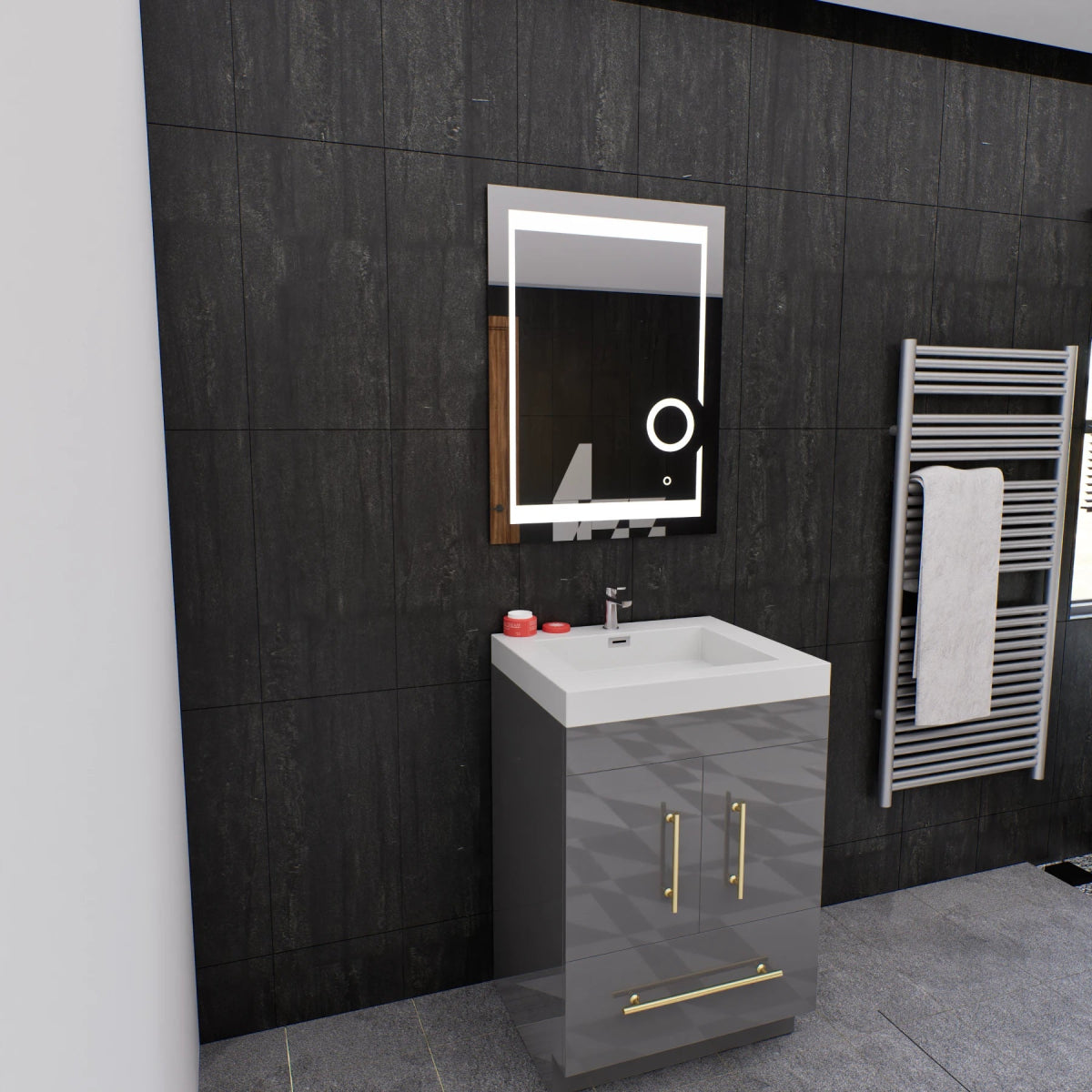 LED Lighted Bathroom Vanity Mirror with Magnifying Mirror, Anti - Fog, Touch Button, CRI 90+,Adjustable Color Temperature & Remembrance Makeup Mirror, Auspice Style - LEDMyPlace