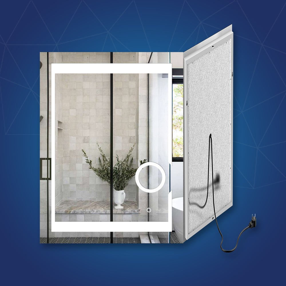 LED Lighted Bathroom Vanity Mirror with Magnifying Mirror, Anti - Fog, Touch Button, CRI 90+,Adjustable Color Temperature & Remembrance Makeup Mirror, Auspice Style - LEDMyPlace