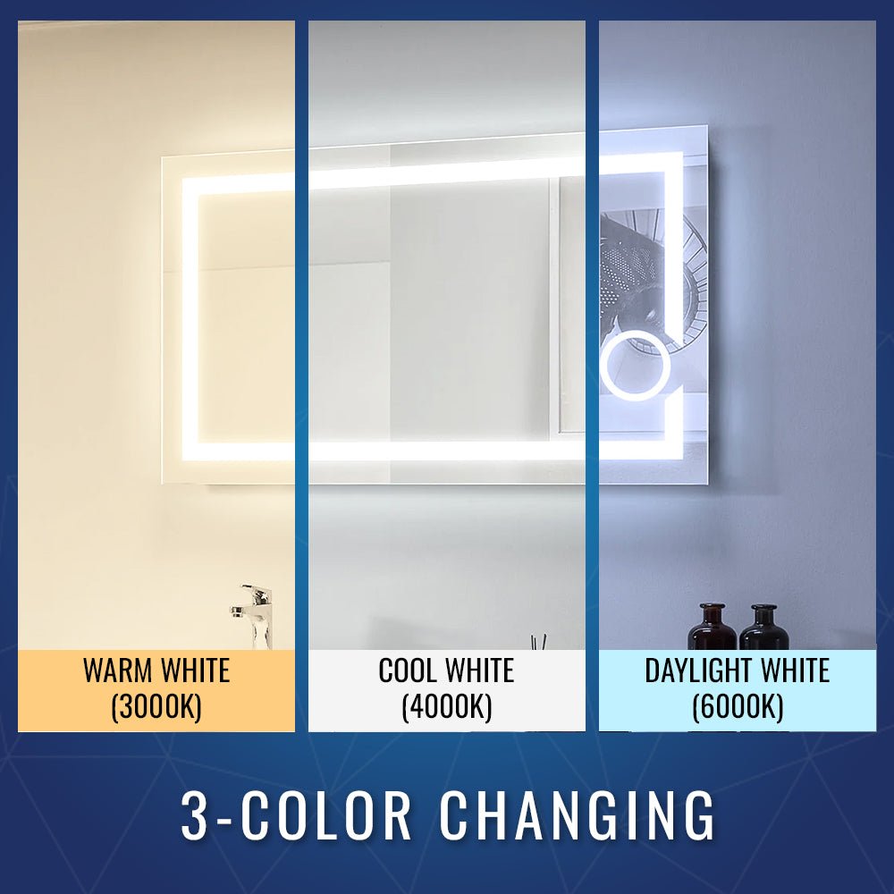 LED Lighted Bathroom Vanity Mirror with Magnifying Mirror, Anti - Fog, Touch Button, CRI 90+,Adjustable Color Temperature & Remembrance Makeup Mirror, Auspice Style - LEDMyPlace