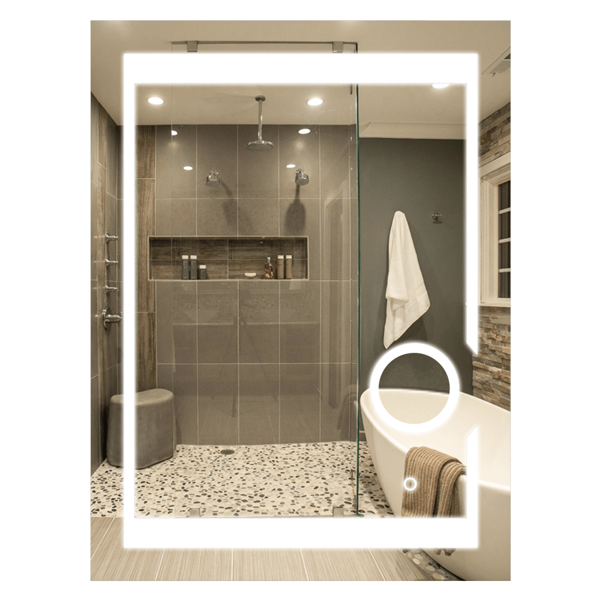 LED Lighted Bathroom Vanity Mirror with Magnifying Mirror, Anti - Fog, Touch Button, CRI 90+,Adjustable Color Temperature & Remembrance Makeup Mirror, Auspice Style - LEDMyPlace