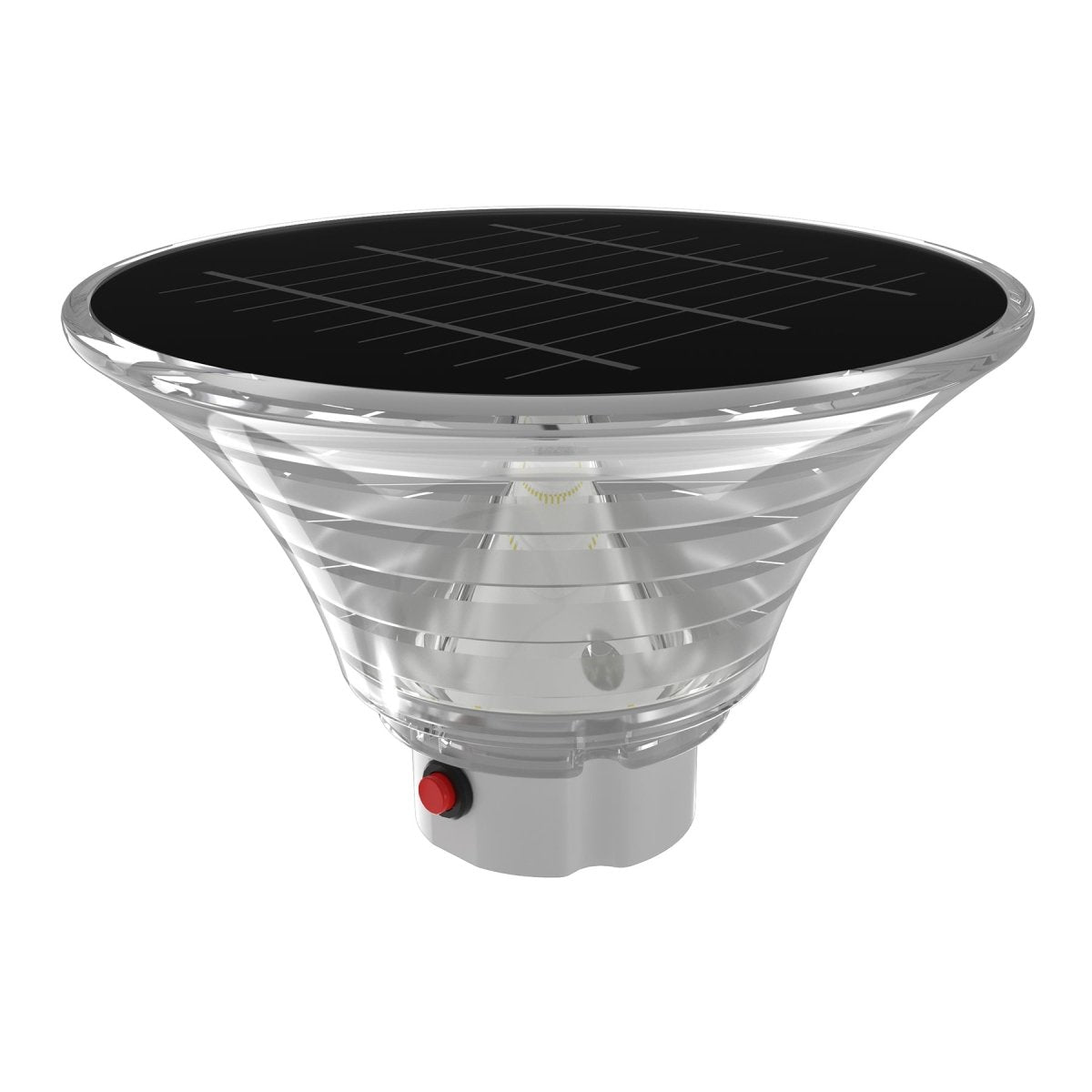 Solar Wave LED Bollard Stake Light - Garden Outdoor Path Lamp, Security Light, Silver Finish