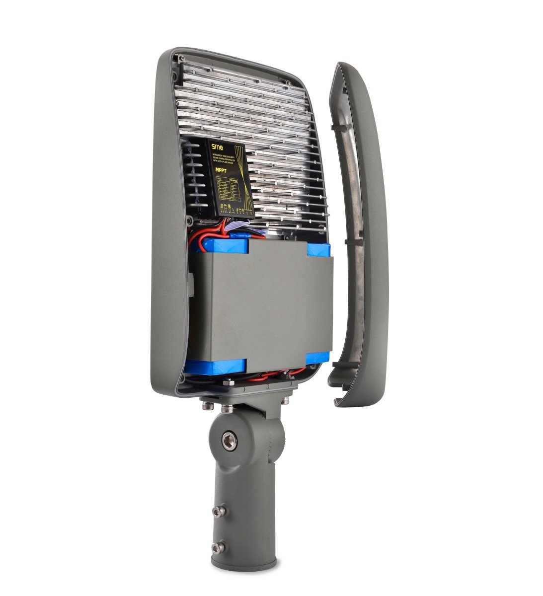 LED Solar Street Light Set 40W w/ 90W Solar Panel, 6000K 5,200LM, 120V - 277V, IP67, 44AH Battery Capacity, Solar Power LED Street Lighting - LEDMyPlace