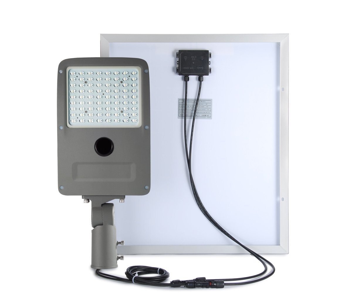 LED Solar Street Light Set 40W w/ 90W Solar Panel, 6000K 5,200LM, 120V - 277V, IP67, 44AH Battery Capacity, Solar Power LED Street Lighting - LEDMyPlace