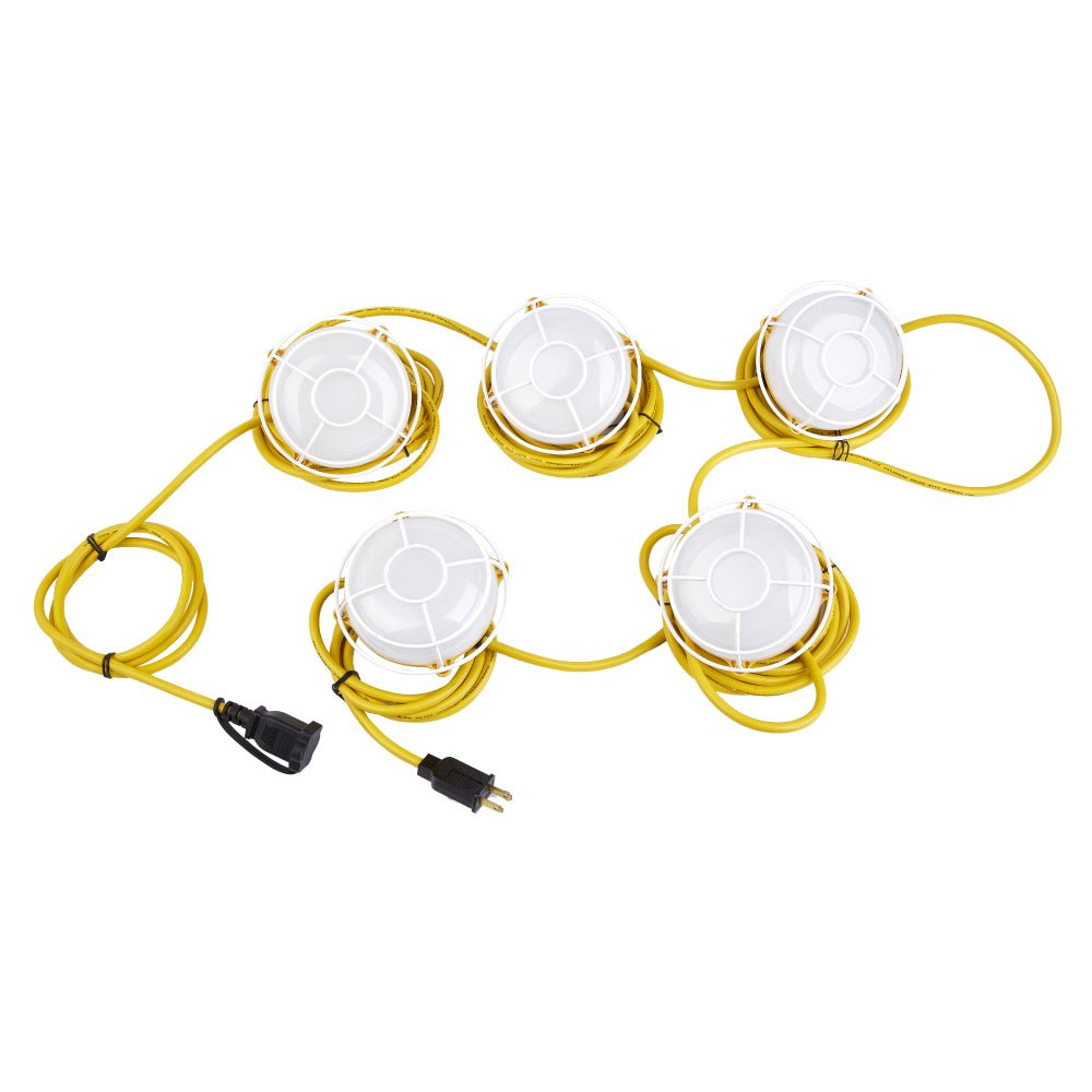 Led String Work Lighting LED String Work Lights With Cage, 65W 5000K, 50ft, 8000LM , IP65, 5 Li