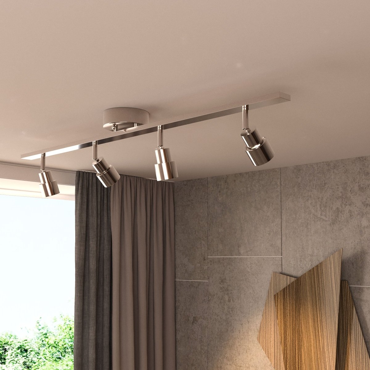 LED Track Lighting, Brushed Nickel Finish, Dimmable, 3000K, Flush Mount Spotlight Ceiling, Directional Ceiling Light for Dining Room, Bedroom, Office - LEDMyPlace