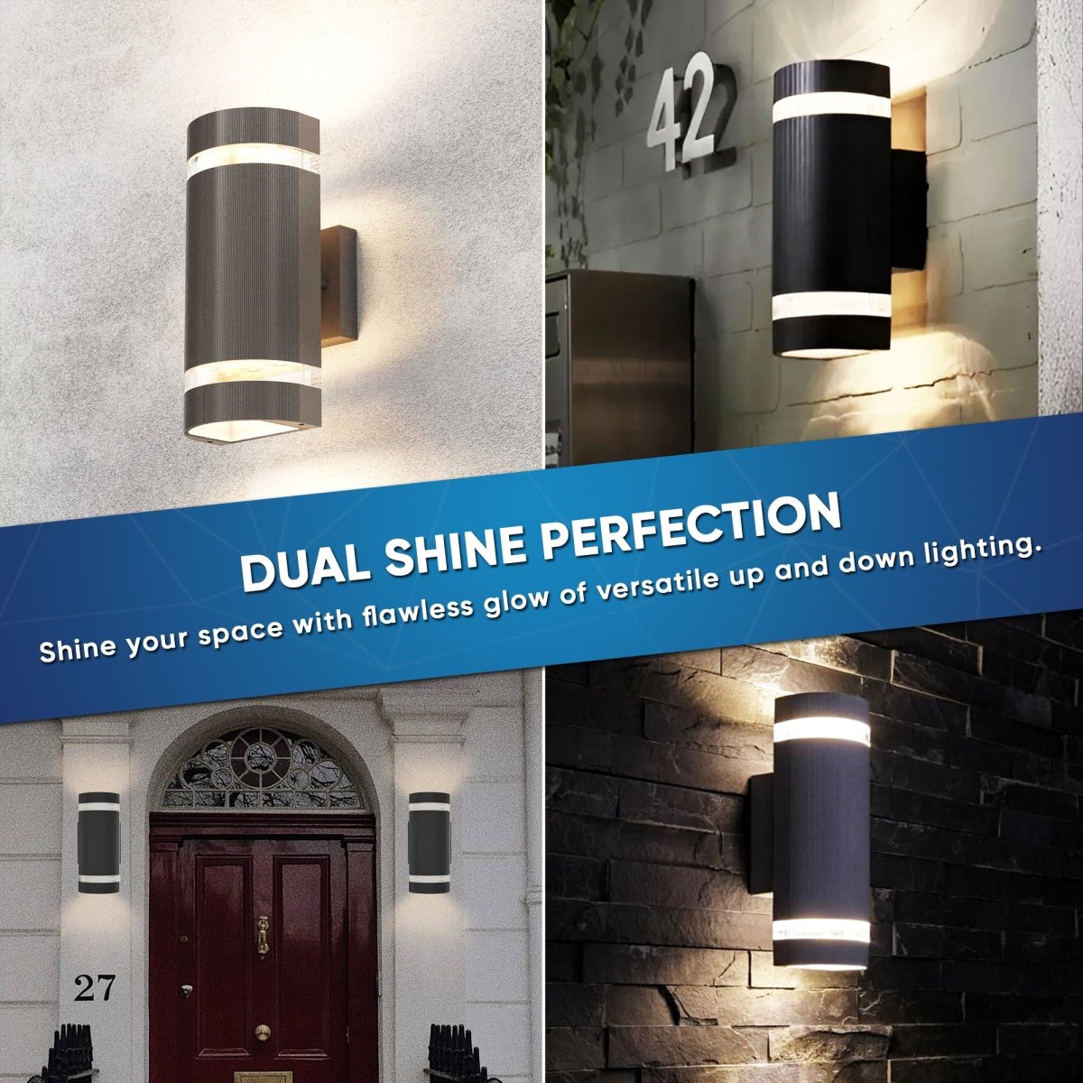 LED Up and Down Lights Outdoor Semi Cylinder 2X5W AC100 277V Outdoor Wall Light ETL RoHS Listed Waterproof Outdoor Wall Lamps