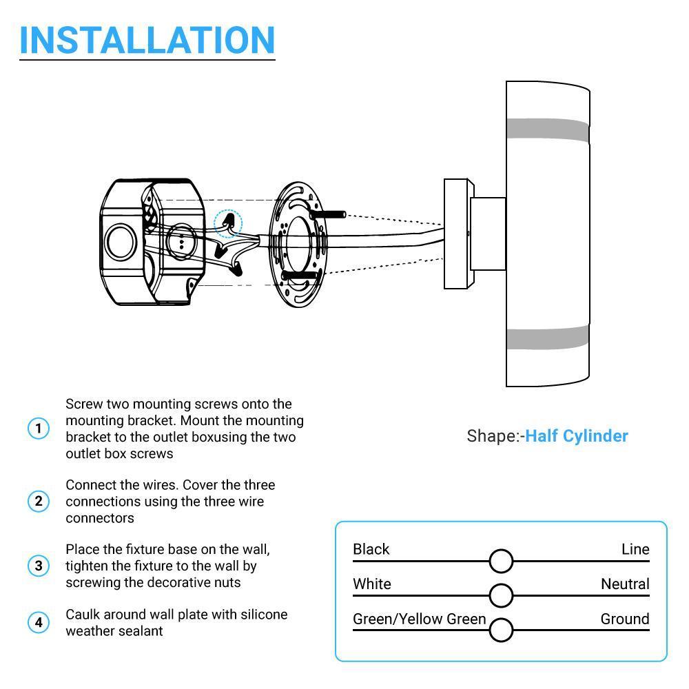 LED Up and Down Lights Outdoor, Semi Cylinder, 2X5W, AC100 - 277V, Outdoor Wall Light ETL, RoHS Listed, Waterproof Outdoor Wall Lamps - LEDMyPlace