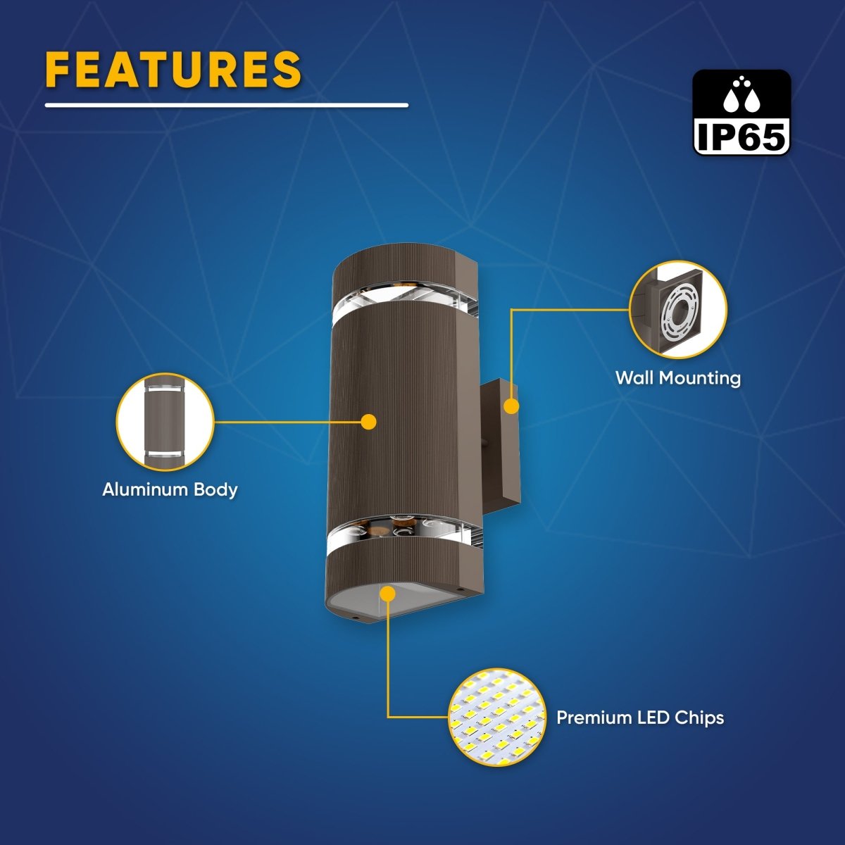 LED Up and Down Lights Outdoor, Semi Cylinder, 2X5W, AC100 - 277V, Outdoor Wall Light ETL, RoHS Listed, Waterproof Outdoor Wall Lamps - LEDMyPlace