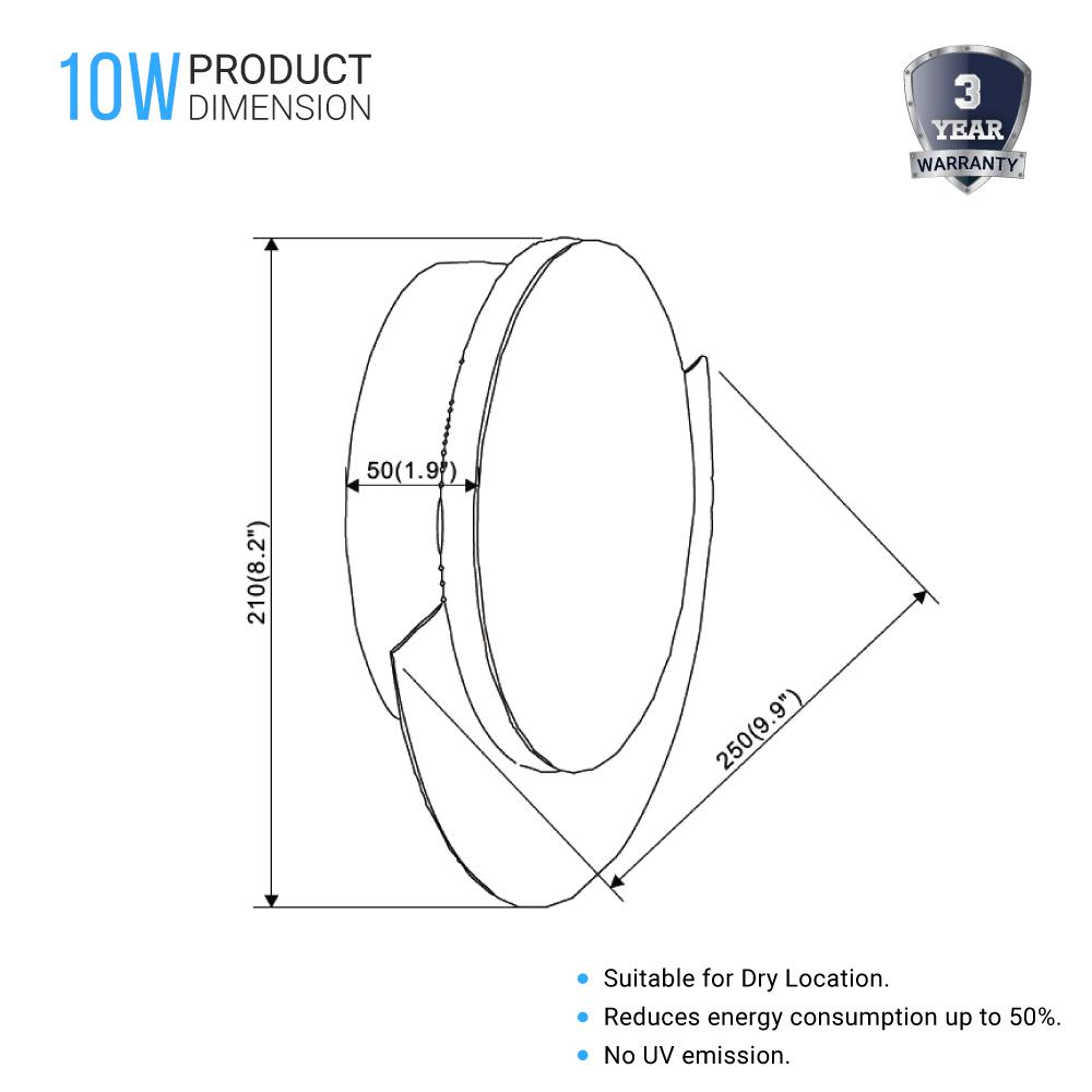 LED Wall Sconce Light For Living Room Lighting, 10W 3000K (Warm White) 483LM 120V Dimmable, Round - LEDMyPlace