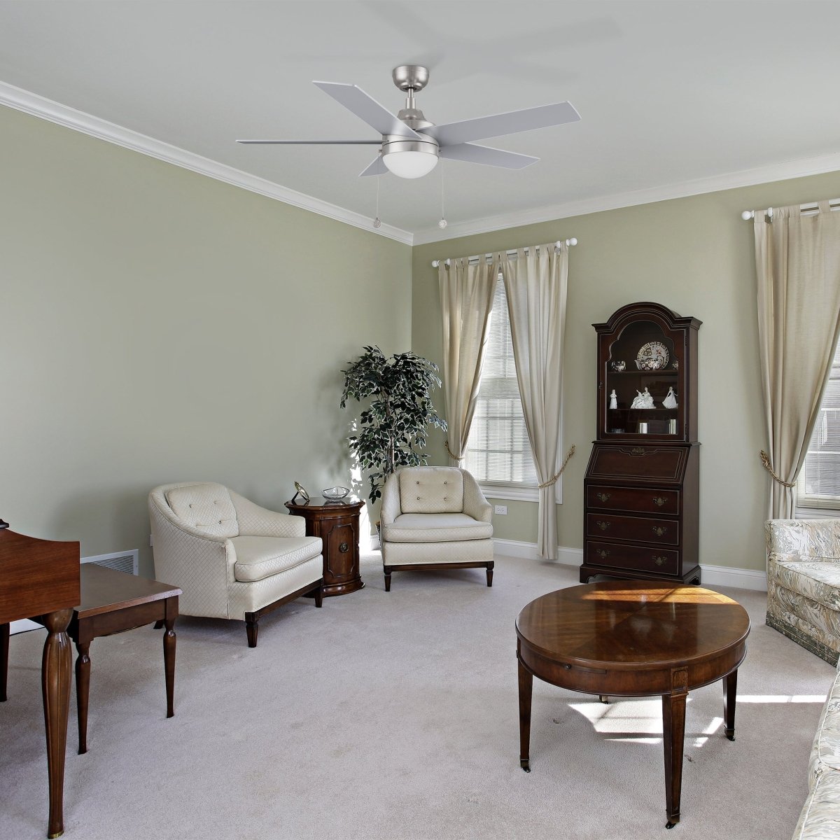 MALTA 52 inch 5 - Blade Ceiling Fan with LED Light & Pull Chain - LEDMyPlace