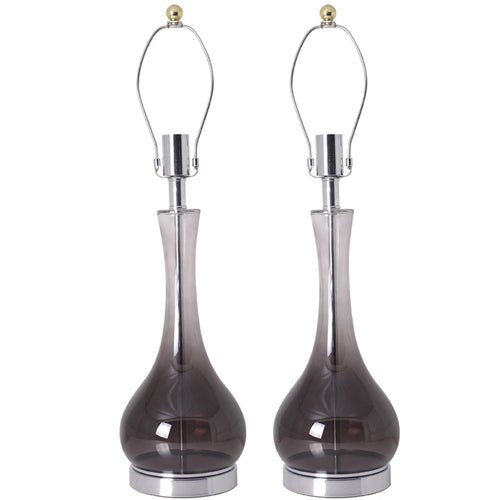 Melati Smoke Gray Ombre Glass Best Table Lamp 28" - Smoke Gray/White (Set of 2) - LEDMyPlace