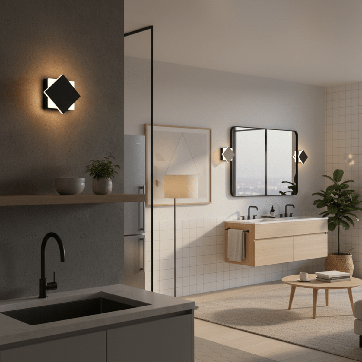 Modern Square LED Wall Sconce, 9W, 3000K, 338LM, CRI: 80+, Dimmable, Dimension: 6.7 x 2.1 x 6.7 Inch - LEDMyPlace