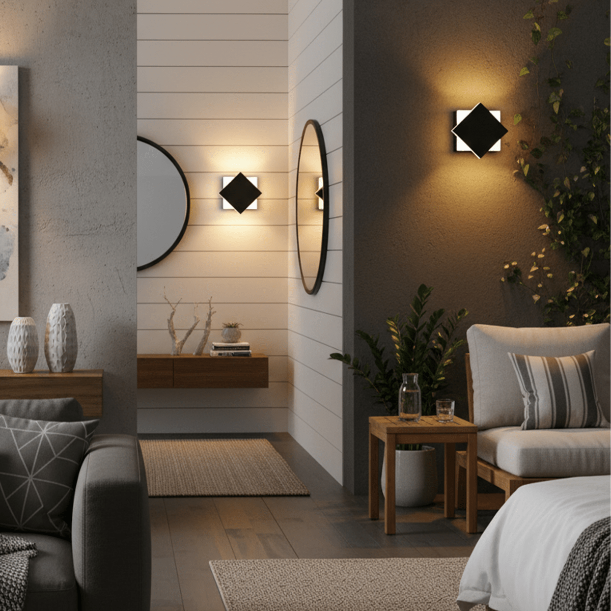 Modern Square LED Wall Sconce, 9W, 3000K, 338LM, CRI: 80+, Dimmable, Dimension: 6.7 x 2.1 x 6.7 Inch - LEDMyPlace