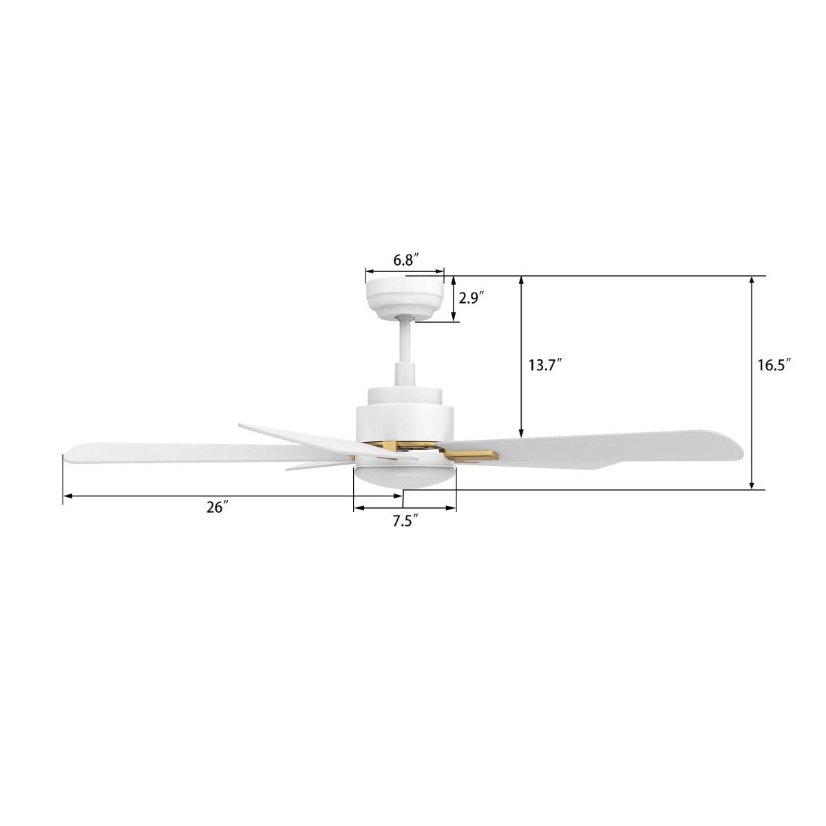 OLINDA 52 inch 5 - Blade Smart Ceiling Fan with LED Light & Remote - LEDMyPlace